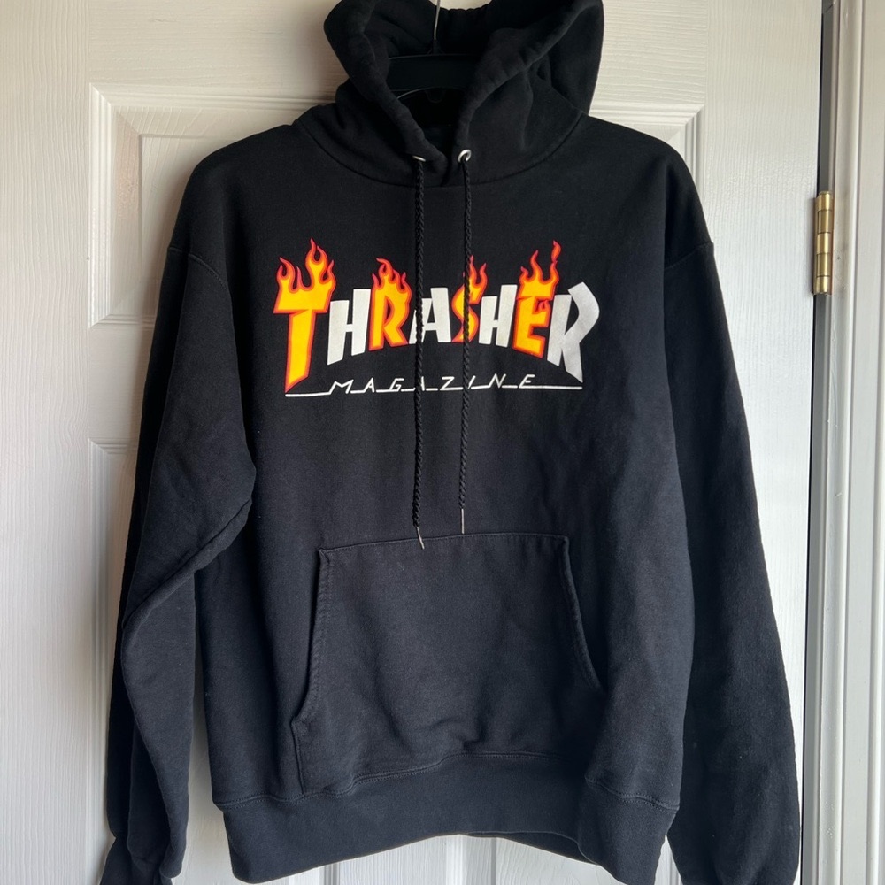 Thrasher Magazine Flame Logo Pullover Hoodie Sweatshirt Sz S San Francis…